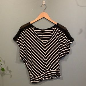 Express Black & White Striped Top